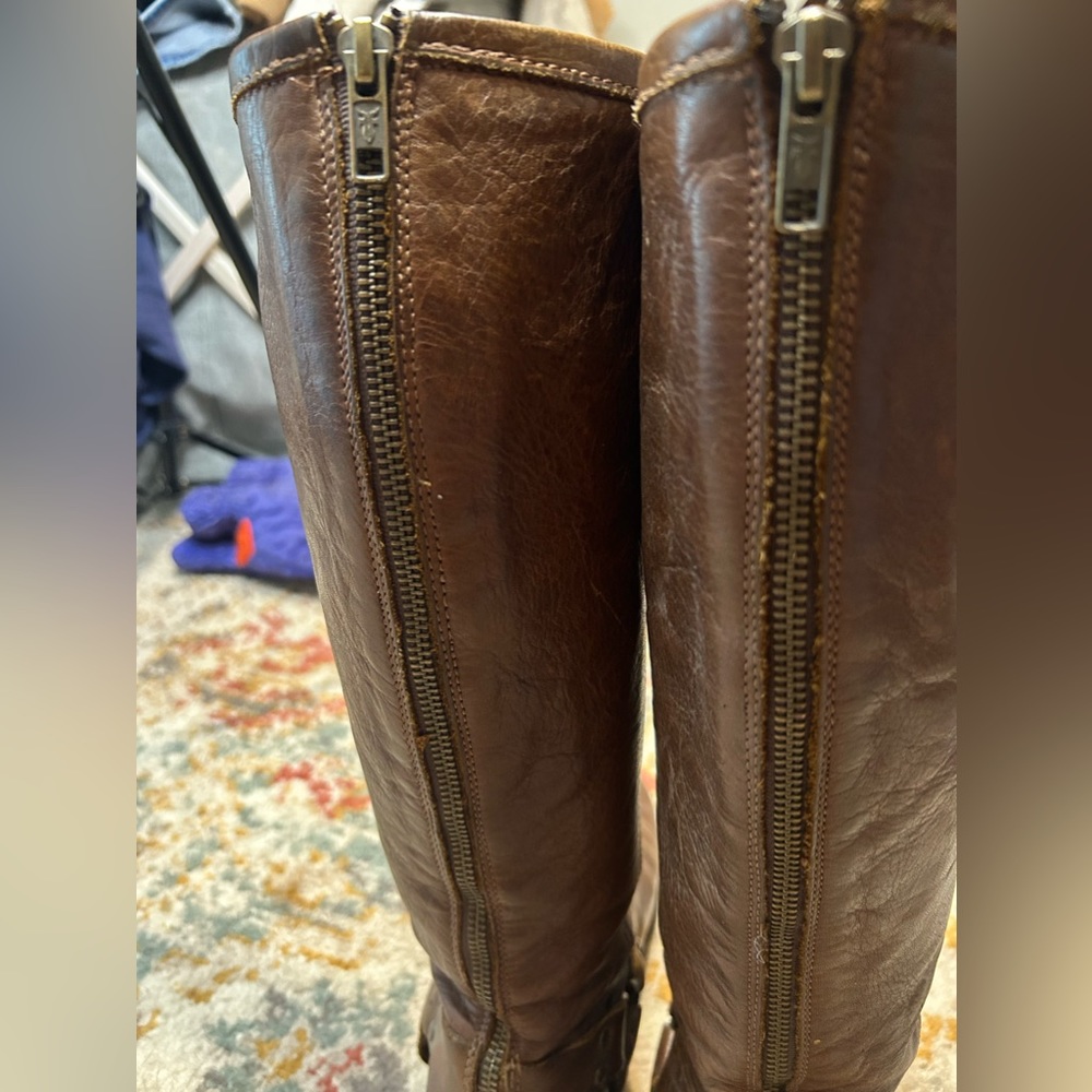 Frye Back Zip Leather Harness Boot - Picture 3 of 10